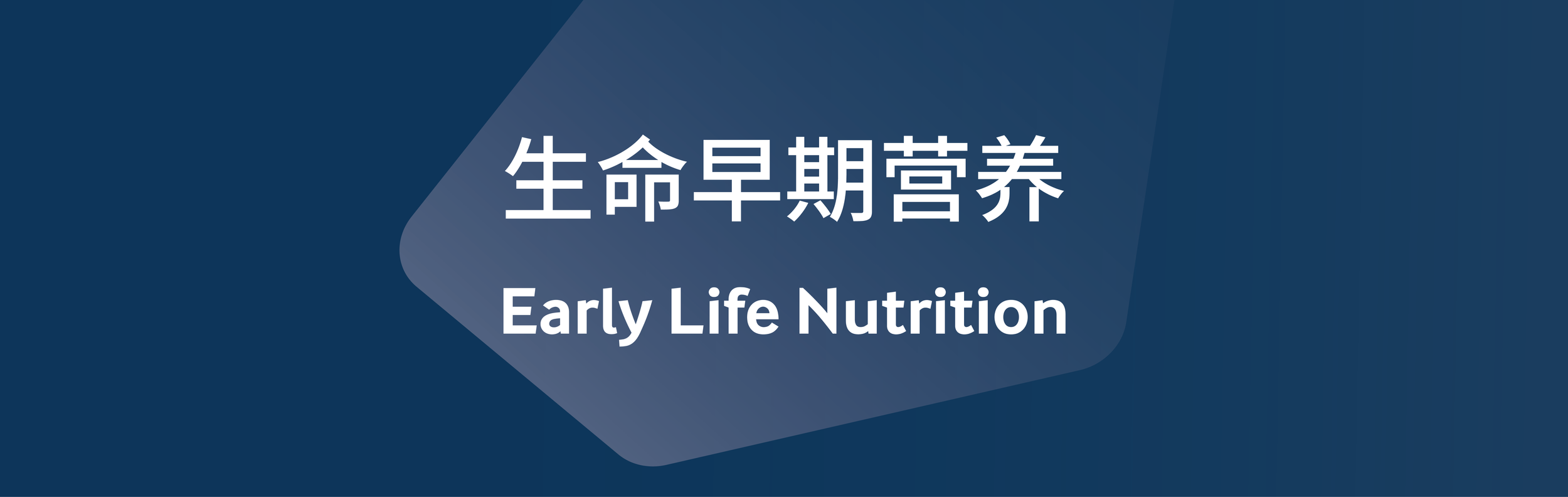Slide with dark blue background and Chinese text that translates to "Early Life Nutrition" in English.